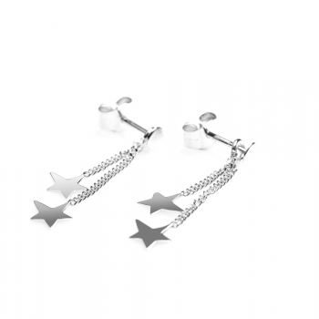 Bijou femme boucles d'oreille 2 étoiles asymétriques.