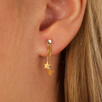 Bijou femme boucles d'oreille 2 étoiles asymétriques.