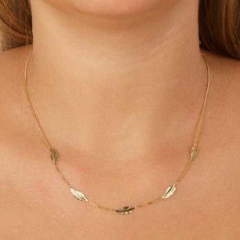 Bijou femme collier  4 petites plumes