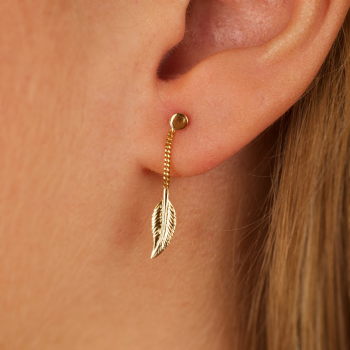 Bijou femme boucles d'oreilles 1 plume pendante.