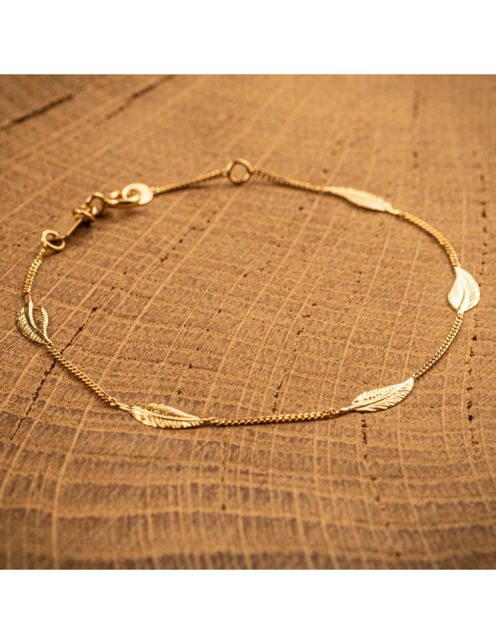 Bijou en or femme bracelet  5 petites plumes