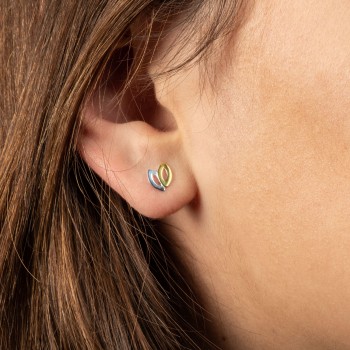Boucle d'oreille femme navettes bicolore.