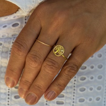 Bague arbre de vie et son diamant de laboratoire en or 9 carats.