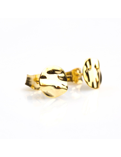 Boucle d'oreille femme moyen rond froissé en or 18 carats.