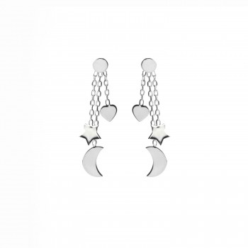 Boucle trio en Or, coeur étoile et lune.