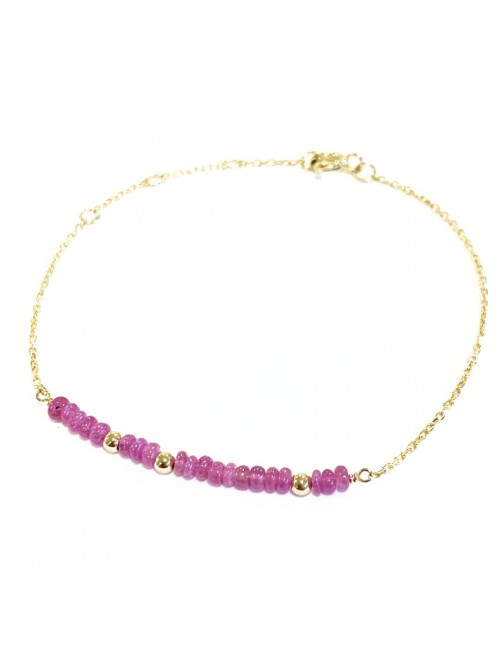 Bracelet Or jaune 18 carats orné de Rubis séparés par des boules d'Or.