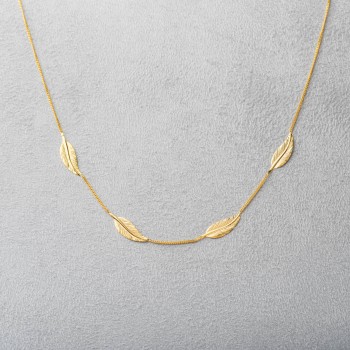 Collier 4 grandes plumes d'Or.