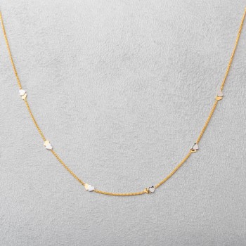 Collier avec 6 doubles petits coeurs en Or bicolore.
