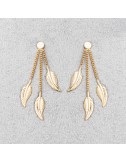 Bijou femme boucles d'oreilles 3 plumes pendantes.