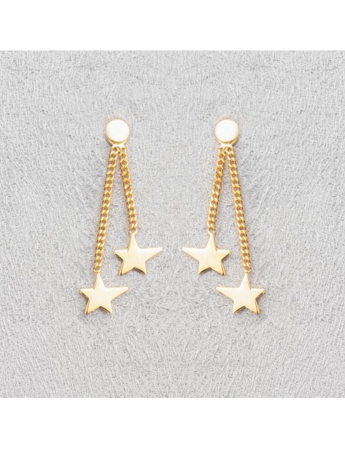 Bijou femme boucles d'oreille 2 étoiles asymétriques.