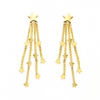 Bijou femme boucles d'oreille étoile et chaînettes étoilées en Or jaune ou Or blanc.