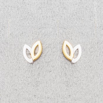 Boucle d'oreille femme navettes bicolore.