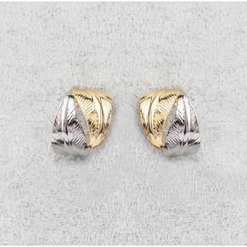 Boucle femme grandes créoles plumes Or bicolore.