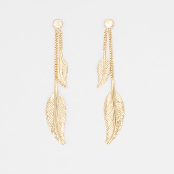 Boucle d'oreille double plumes.