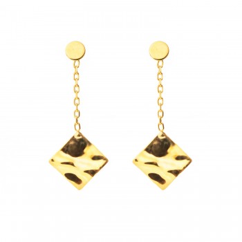 Boucle d'oreille femme carré froissé.