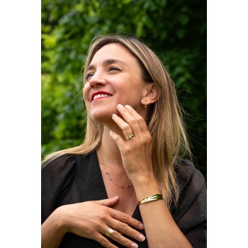 Bague femme or froissé avec fil or blanc et rose 18 carats.