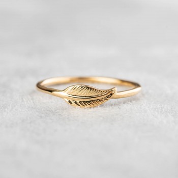 Bague femme plume en or 18 Carats.
