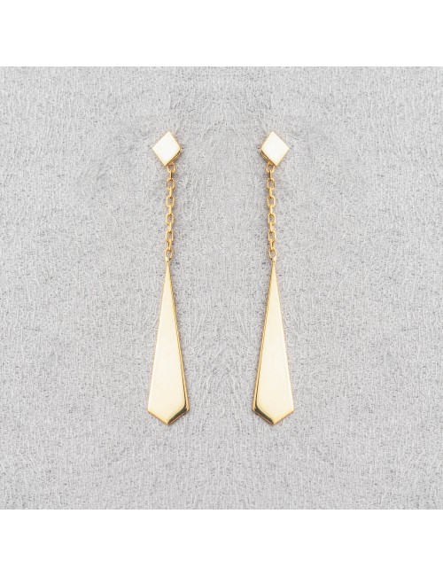 Boucle d'oreille petite cravate pendante 18 carats.
