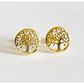 Boucle d'oreille femme arbre de vie 18 carats.