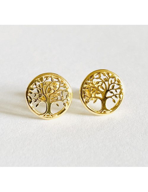 Boucle d'oreille femme arbre de vie 18 carats.