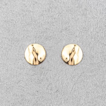 Boucle d'oreille femme moyen rond froissé en or 18 carats.