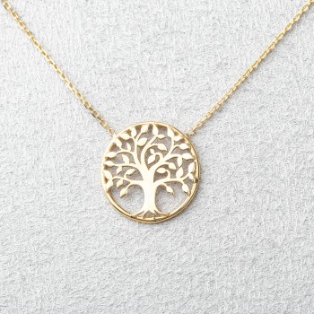 Collier femme arbre de vie en or 18 carats.