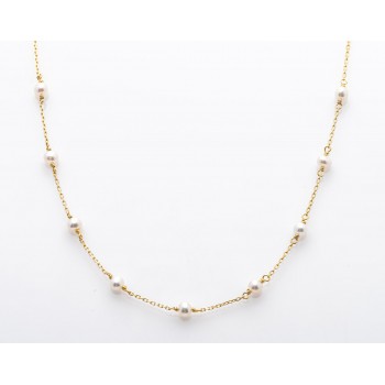 Collier femme neuf perles nacrées en or 18 carats.