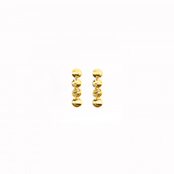 Boucle d'oreille femme chute de quatre rond froissé en or 9 carats.