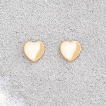 Boucle d'oreille femme coeur bombé en or 9 carats.