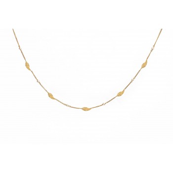 Collier femme plumes en or et perles d'eau douce en or 9 carats.