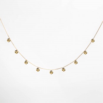 Collier femme breloque de ronds froissés en or 9 carats.