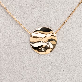 Collier femme grand rond simple en or 9 carats.