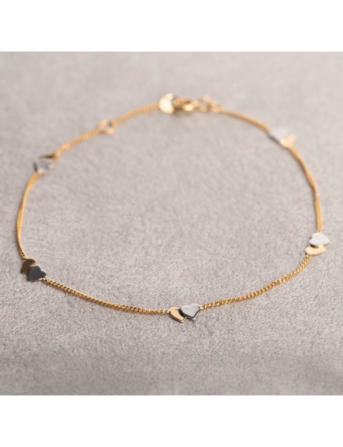 Bracelet double coeur en or 9 carats.