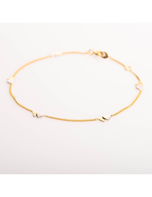 Bracelet double coeur en or 9 carats.