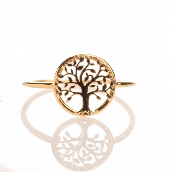 Bague femme arbre de vie ajouré en or 18 carats.