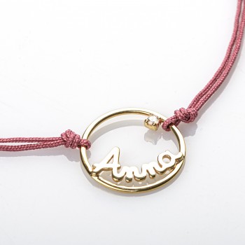 Bracelet femme personnalisable sur cordon réglable en or 9 carats.