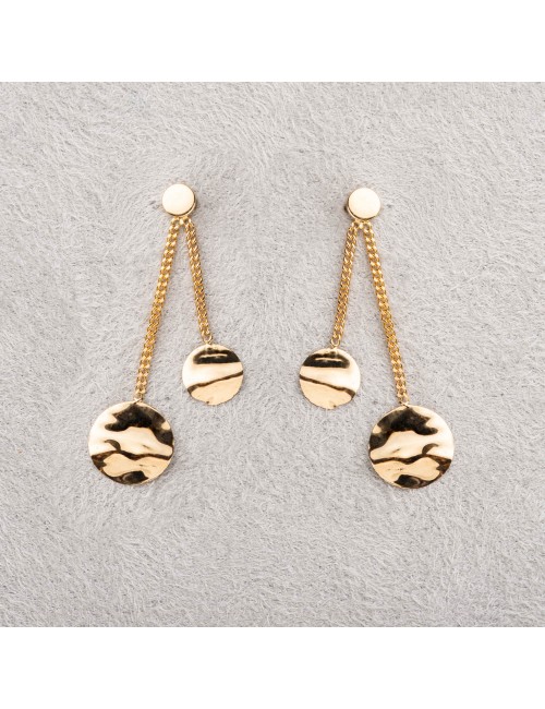 Boucles d'oreilles femme double ronds froissés en or 18 carats.