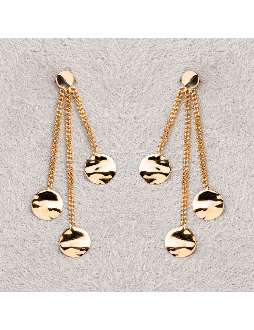 Boucles d'oreilles trio de ronds froissés en or 18 carats.