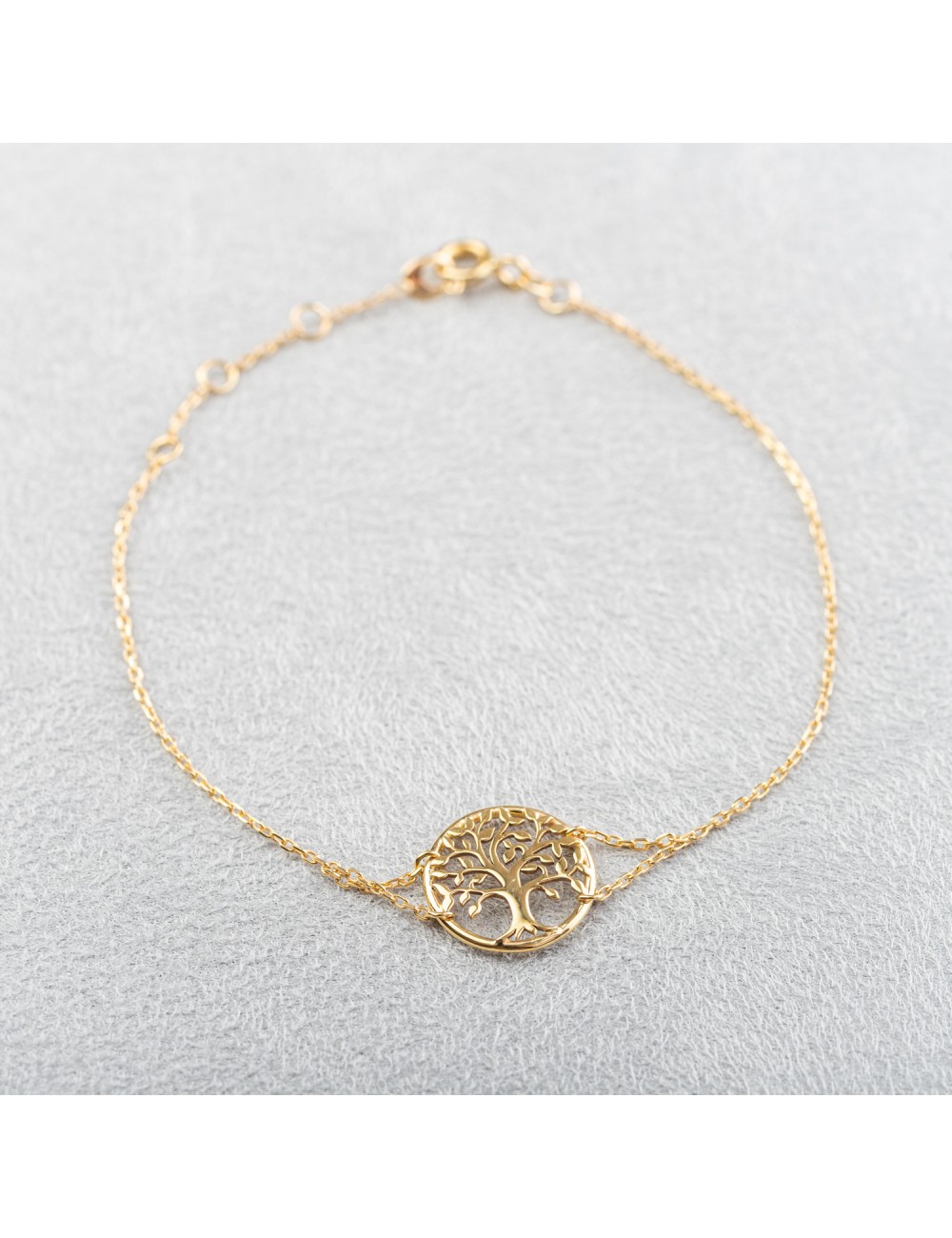Bracelet femme arbre de vie dorée en or 18 carats.