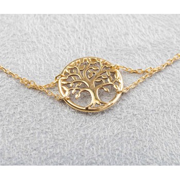 Bracelet femme arbre de vie dorée en or 18 carats.